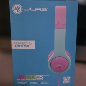 JLab JBuddies Kids Folding Headphones - Pink & Light Blue